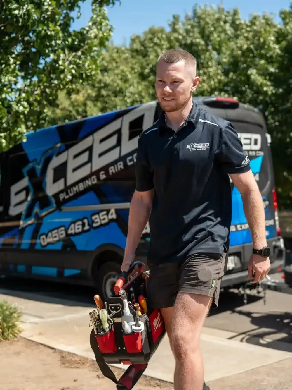 Local plumber arriving at a Norwood home